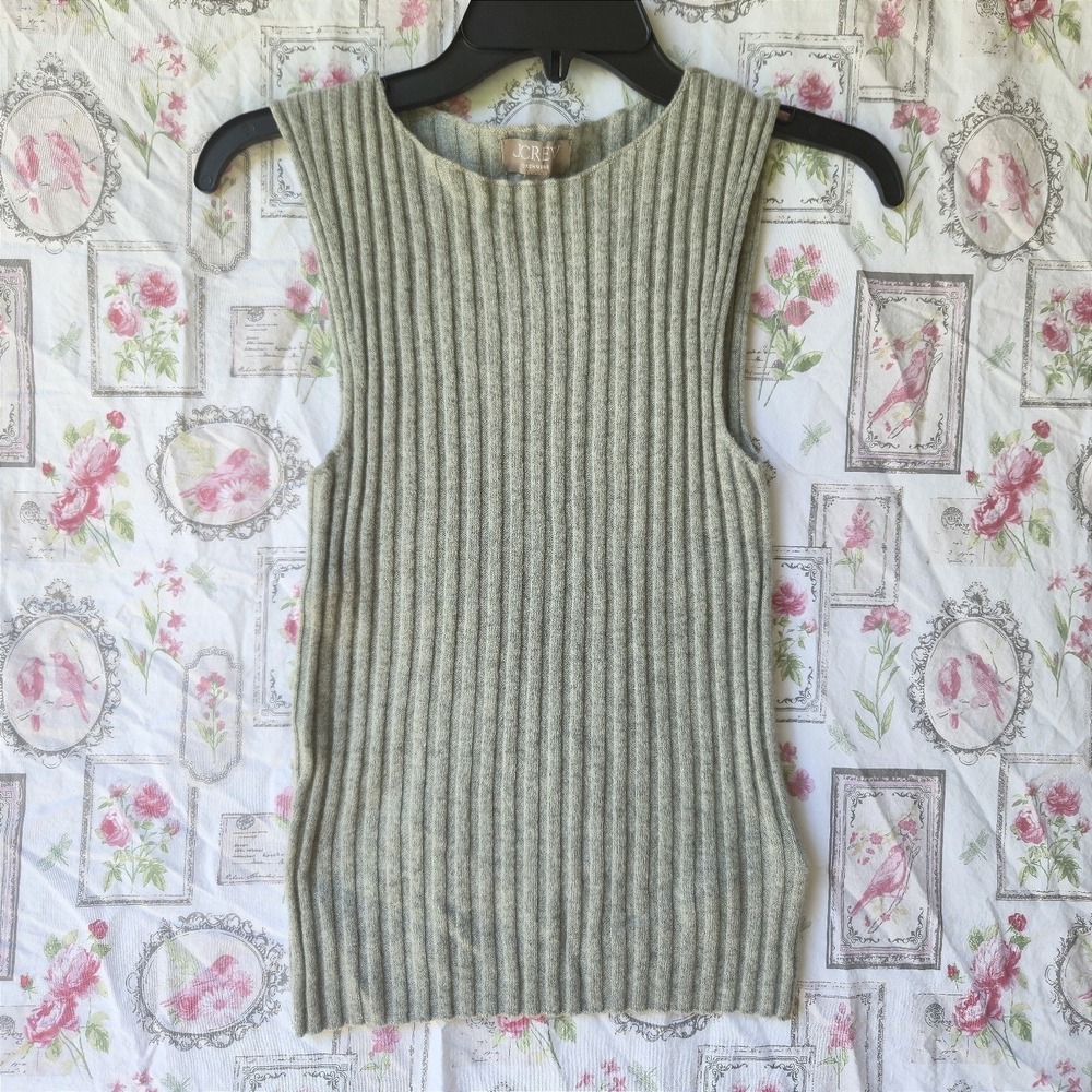 J.Crew Women's‎ Small Cashmere Ribbed Knit Sleeveless Sweater Vest Gray Soft